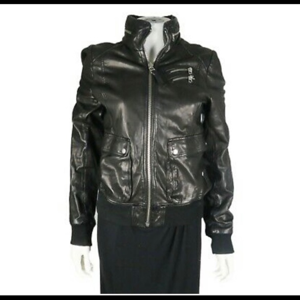 Mackage Black leather jacket, size small